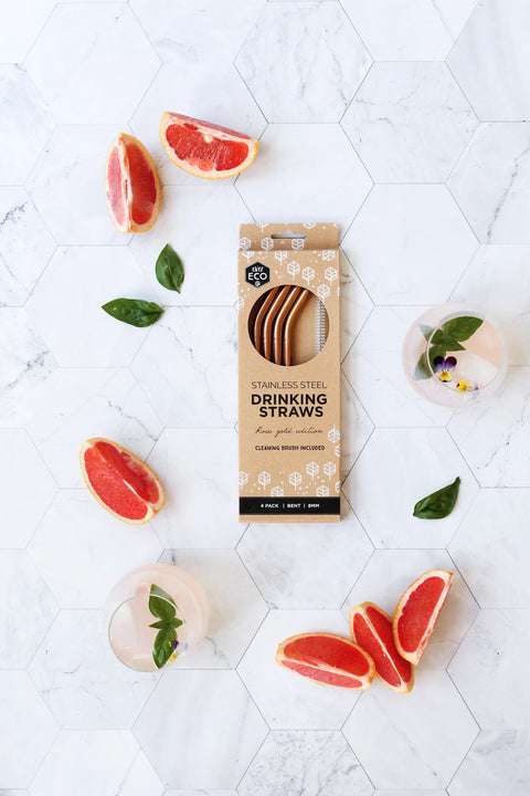 Ever Eco - Rose Gold Straws Bent 4 Pack