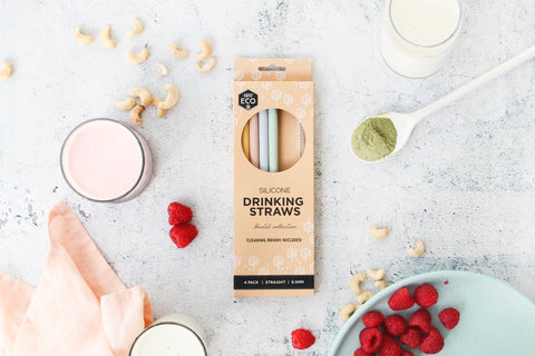 Ever Eco - Silicone Straws Straight 4 Pack (Pastel)