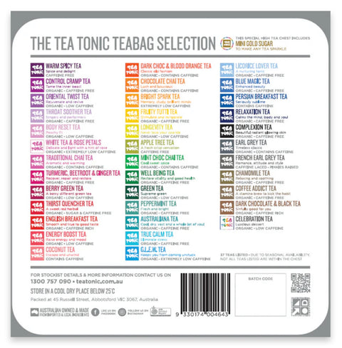 Tea Tonic - Grande Tea Chest Gourmet Tin (63 bags + mini gold sugar)